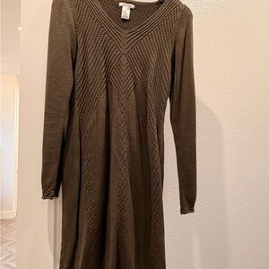 Max Studio Olive Knit Dress with Long Sleeves